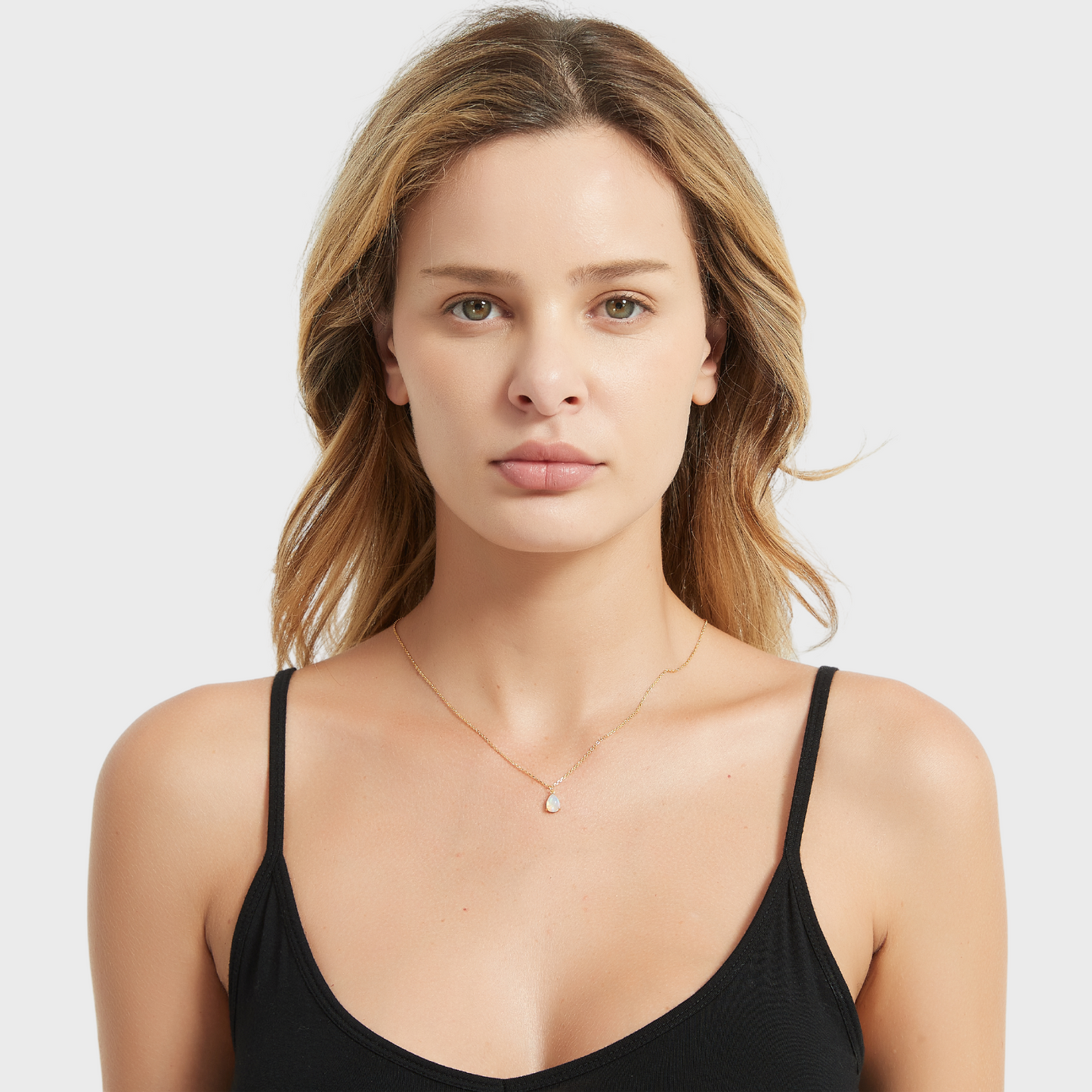 Teardrop Opal Necklace for Women - 18K Gold Plated with 925 Sterling Silver Chain